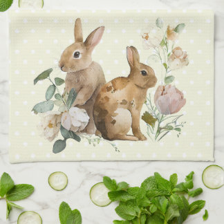 Waterverf Bunny rozen Kitchen Towel Theedoek