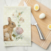 Waterverf Bunny rozen Kitchen Towel Theedoek (Quarter Fold)