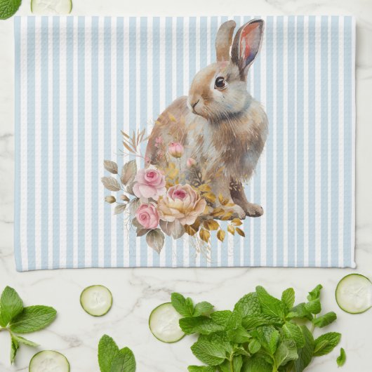 Waterverf Bunny rozen Kitchen Towel Theedoek (Gevouwen)