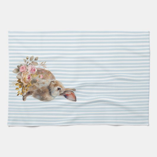 Waterverf Bunny rozen Kitchen Towel Theedoek (Horizontaal)