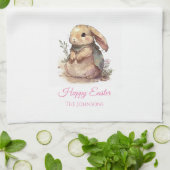 Waterverf Bunny Schattige Paaskeukenhanddoek Theedoek (Gevouwen)