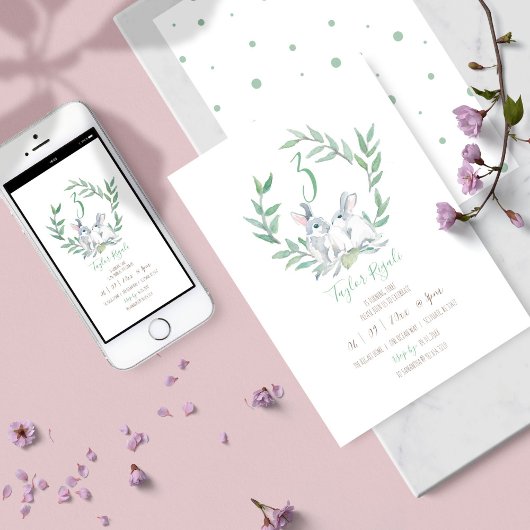 Waterverf Bunny Verjaardagsuitnodigingen Online Kaart