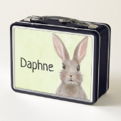 Waterverf Bunny Voeg je eigen naam Metal Lunch Box (Achterkant)