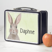 Waterverf Bunny Voeg je eigen naam Metal Lunch Box (In situ)