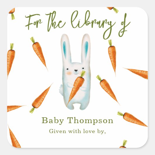 Waterverf Bunny - voor de bibliotheek van Vierkante Sticker (Voorkant)