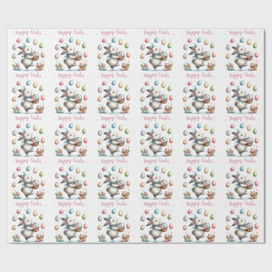 Waterverf Bunny's Joyful Easter Egg Hunt Cadeaupapier (Vlak)