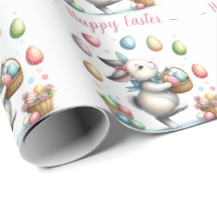 Waterverf Bunny's Joyful Easter Egg Hunt Cadeaupapier
