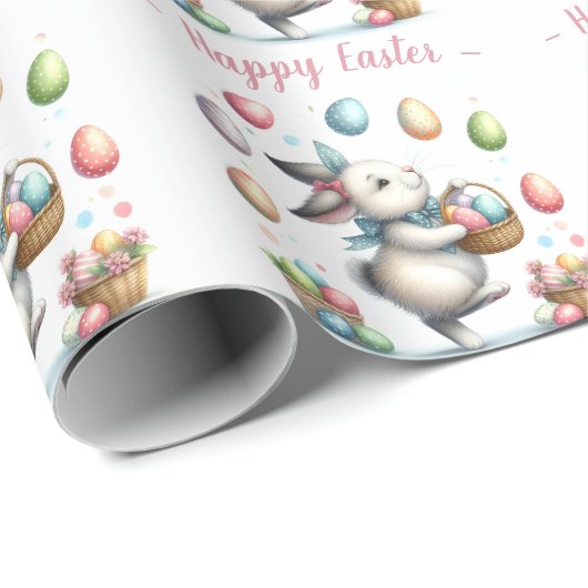 Waterverf Bunny's Joyful Easter Egg Hunt Cadeaupapier (Rol Hoek)