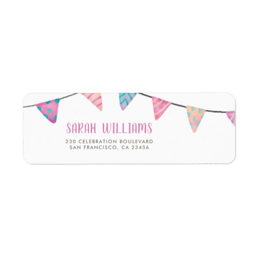 Waterverf Bunting & Modern Script Retouradres Etiket (Voorkant)