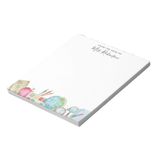 Waterverf bureau van leraar Terug naar schoolspull Notitieblok (Linkerzijde)