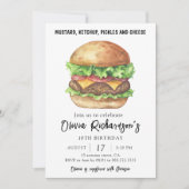 Waterverf Burger Party Verjaardag Kaart (Voorkant)