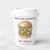 Waterverf Burger Party Verjaardag Papieren Bekers (Achterkant)