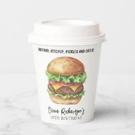 Waterverf Burger Party Verjaardag Papieren Bekers