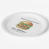 Waterverf Burger Party Verjaardag Papieren Bordje (Gekanteld)