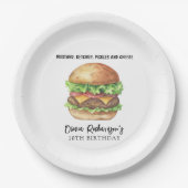 Waterverf Burger Party Verjaardag Papieren Bordje (Voorkant)