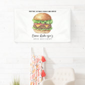 Waterverf Burger Party Verjaardag Spandoek (Insitu)