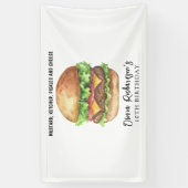 Waterverf Burger Party Verjaardag Spandoek (Verticaal)