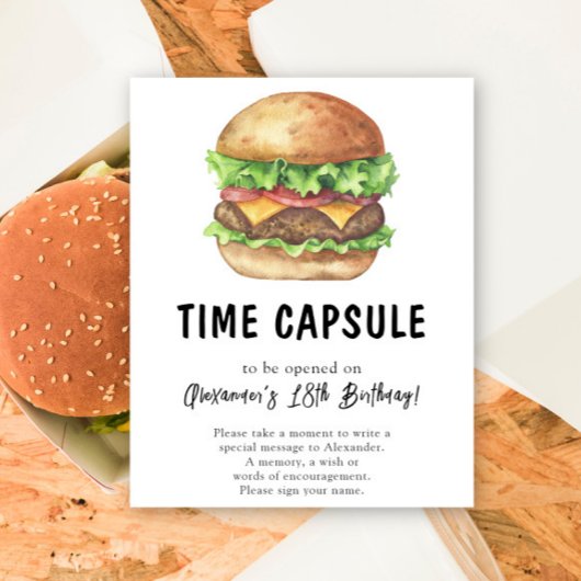 Waterverf Burger Time Capsule 1e verjaardag Poster