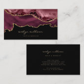 waterverf burgundy agate is zwart visitekaartje (Voorkant / Achterkant)