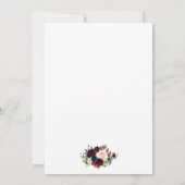 Waterverf Burgundy Blue Floral Gold Wedding W Kaart (Achterkant)