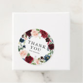 Waterverf Burgundy & Blue Floral Hartelijk dank Bedankjes Labels (In situ)
