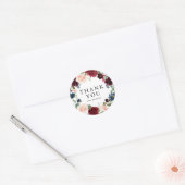 Waterverf Burgundy & Blue Floral Hartelijk dank Ronde Sticker (Envelop)