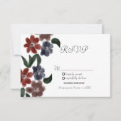 Waterverf Burgundy Blue  Floral Kraft RSVP Kaart (Voorkant)
