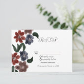 Waterverf Burgundy Blue  Floral Kraft RSVP Kaart (Staand voorkant)