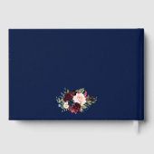Waterverf Burgundy Blue Floral Wedding Gastenboek (Achterkant)