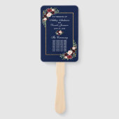 Waterverf Burgundy Blue Floral Wedding Programme Handwaaier (Voorkant)
