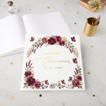 Waterverf Burgundy Blush Bloem Quinceañera