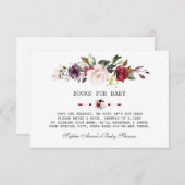 Waterverf Burgundy Blush Bloemen Baby Shower Informatiekaartje (Voorkant / Achterkant)