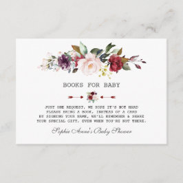 Waterverf Burgundy Blush Bloemen Baby Shower Informatiekaartje
