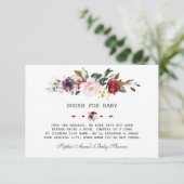 Waterverf Burgundy Blush Bloemen Baby Shower Informatiekaartje (Staand voorkant)