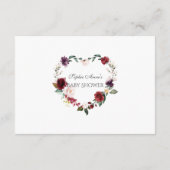 Waterverf Burgundy Blush Bloemen Baby Shower Informatiekaartje (Achterkant)