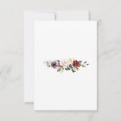Waterverf Burgundy Blush Bloemendesign met Geweih  RSVP Kaartje (Achterkant)
