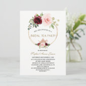 Waterverf Burgundy Blush Bloemige Bruiloft Thee Pa Kaart (Staand voorkant)