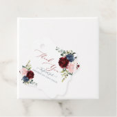 Waterverf Burgundy Blush Dusty Blue Flowers Bedankjes Labels (In situ)