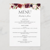 waterverf burgundy & blush floral bruiloft menu (Voorkant)