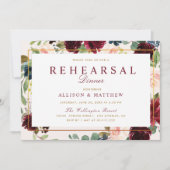 Waterverf burgundy blush floral reheardiner kaart (Voorkant)