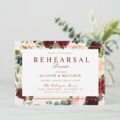 Waterverf burgundy blush floral reheardiner kaart (Staand voorkant)