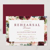 Waterverf burgundy blush floral reheardiner kaart (Voorkant / Achterkant)