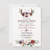 Waterverf Burgundy Blush Floral repesal Dinner Kaart (Voorkant)