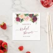 Waterverf Burgundy Blush Floral Vrijgezellenfeest Servet (Insitu)