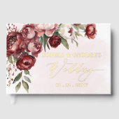 Waterverf Burgundy Blush Floral Wedding Gastenboek (Voorkant)