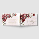 Waterverf Burgundy Blush Floral Wedding Gastenboek (Volledig)