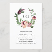 Waterverf Burgundy Blush Floral Wreath Wedding