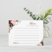 waterverf burgundy & blush florale adviezen advieskaart (Staand voorkant)