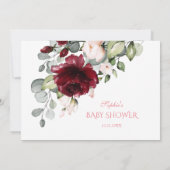 Waterverf Burgundy Blush Flowers Baby shower Bedankkaart (Achterkant)