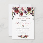 Waterverf Burgundy Blush Flowers Baby shower Kaart (Voorkant)